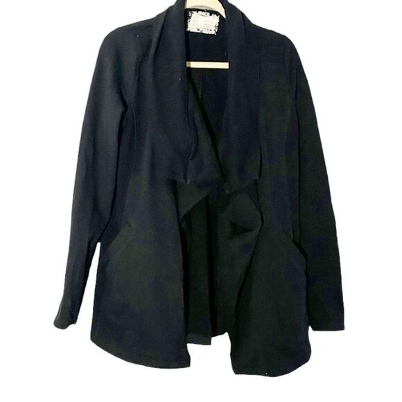 Anthropologie Saturday Sunday Black Convertible Hooded Open Cardigan Size Medium - Picture 2 of 9
